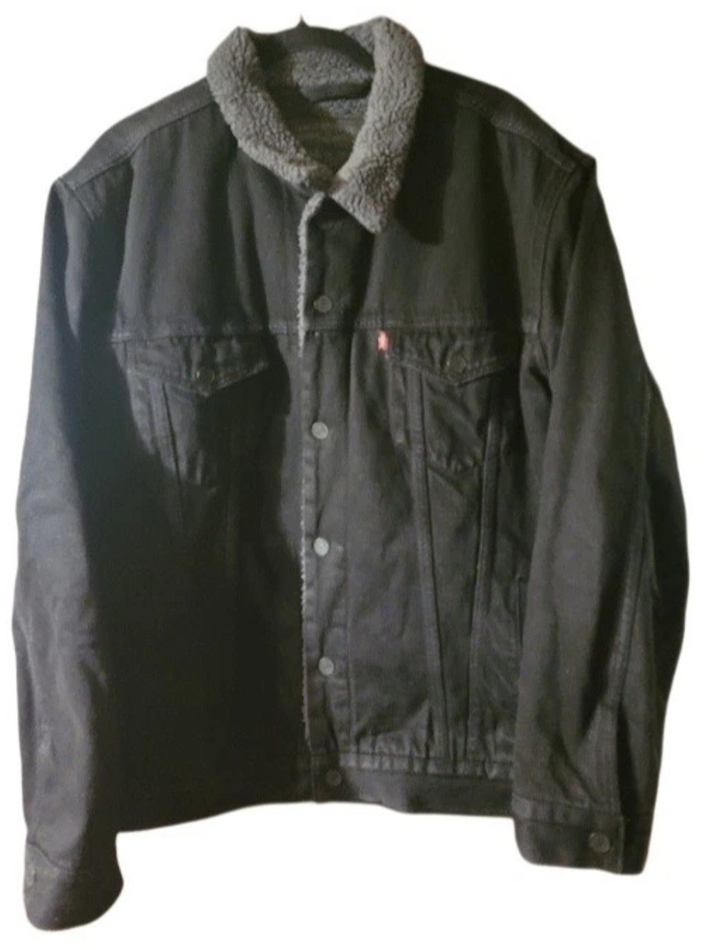 Levi's Black Sherpa Lined Denim Truckers Jacket Size XL
